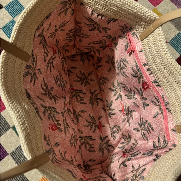 Vera Bradley Straw Beach Bag Tropical Bird Floral - Picture 3 of 3